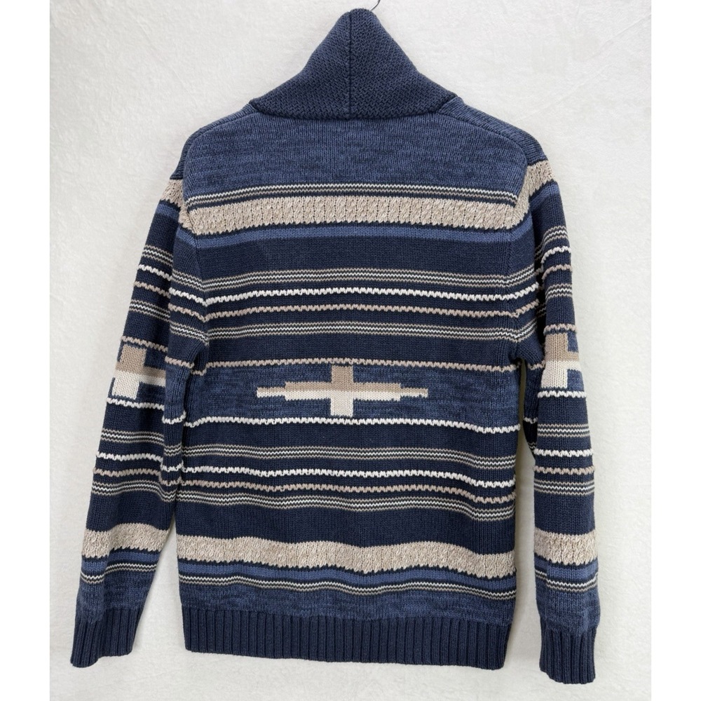 Pendleton Men's Shawl Collar Southwest Sweater in Blue Stripe Size Medium - Picture 8 of 8